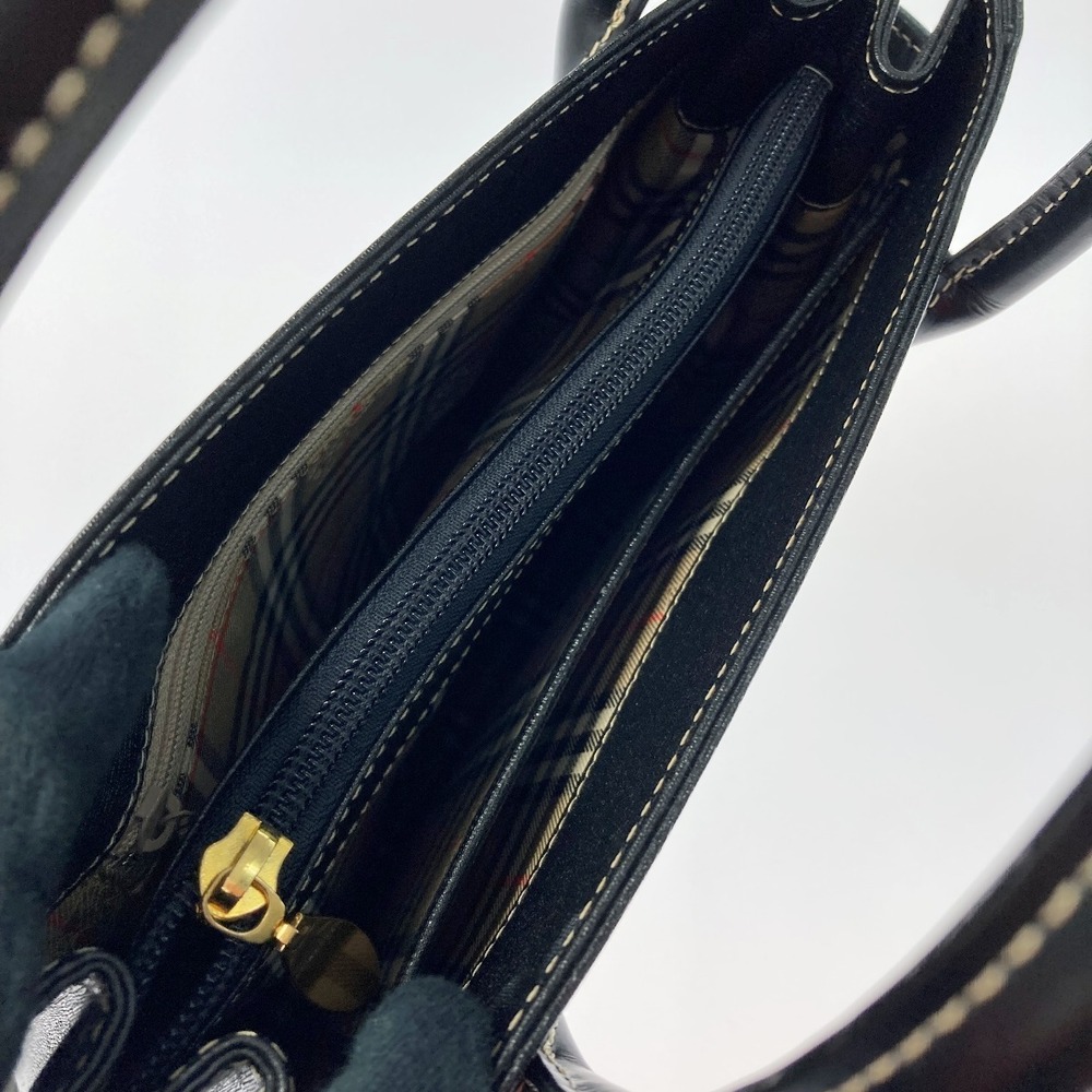Burberry Handbag Black Leather Nova Check - Picture 4 of 7